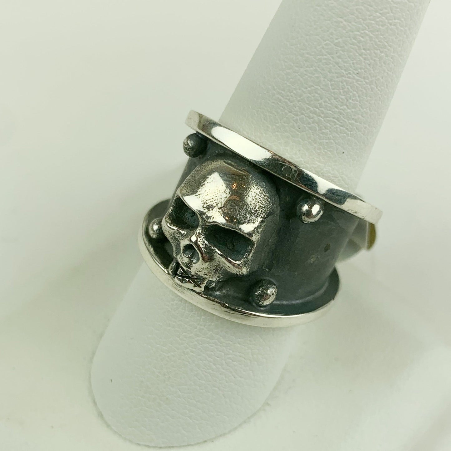 Sterling Silver Skull Thick Band Ring - Loved To Death