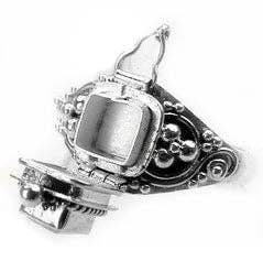 Sterling Silver Square Gemstone Poison Box Locket Ring - Loved To Death