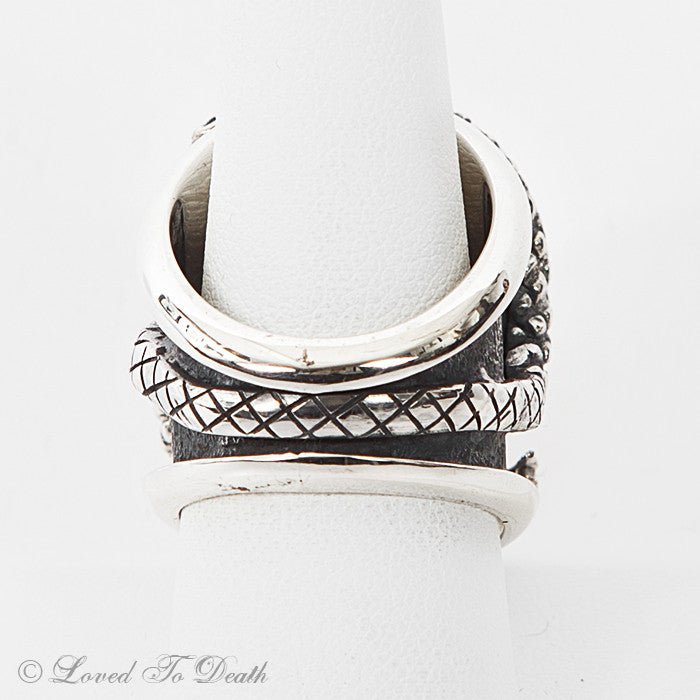 Sterling Snake Ring Rainbow Obsidian - Loved To Death