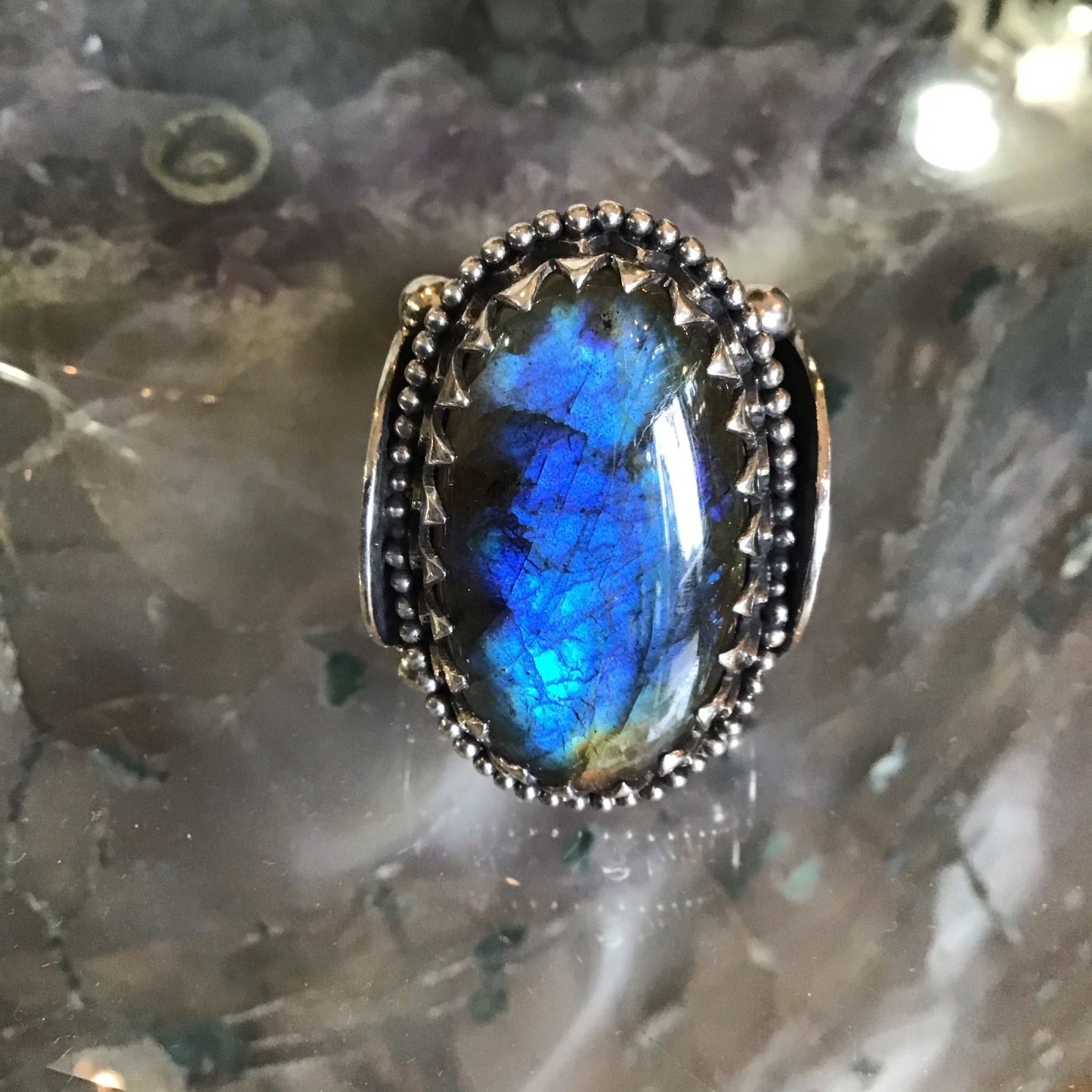 Sterling Valhalla Large Labradorite Ring - Loved To Death