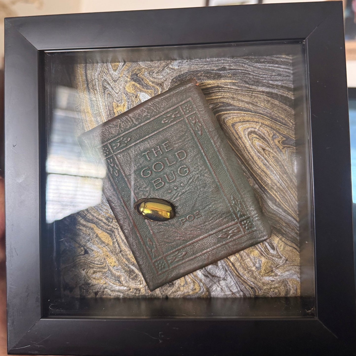 "The Gold Bug" Poe Gold Metallic Beetle Diorama - Loved To Death