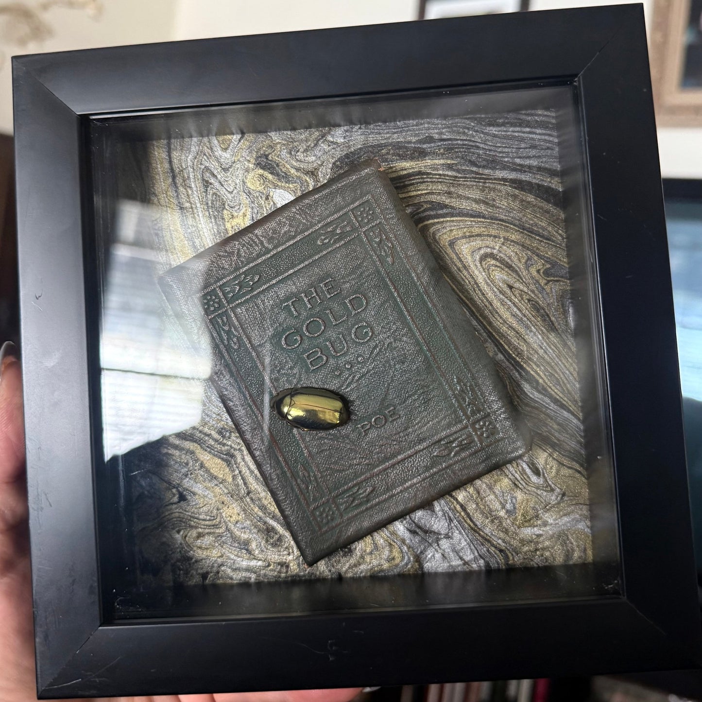 "The Gold Bug" Poe Gold Metallic Beetle Diorama - Loved To Death