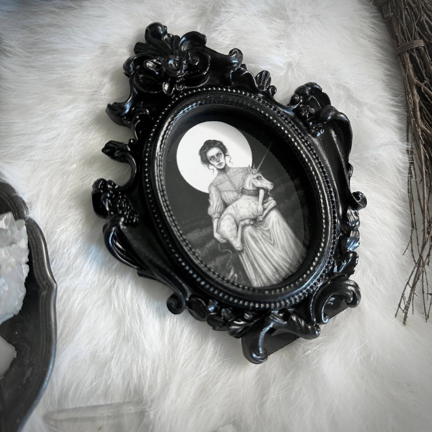 The Lady & the Unicorn - Mini Ornate Black Framed Art Print - Loved To Death