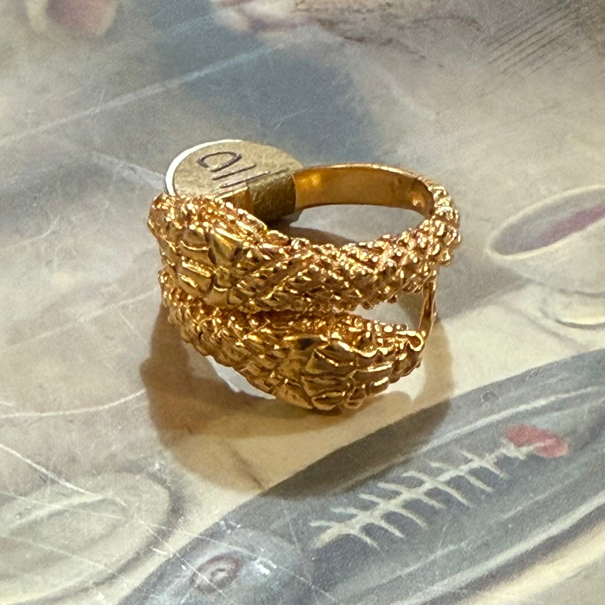 Two Headed Sterling Snake Ring Gold Plated - Loved To Death