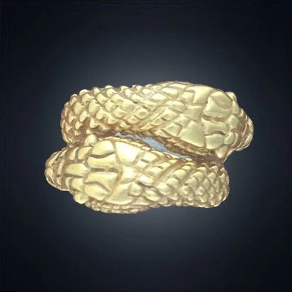 Two Headed Sterling Snake Ring Gold Plated - Loved To Death