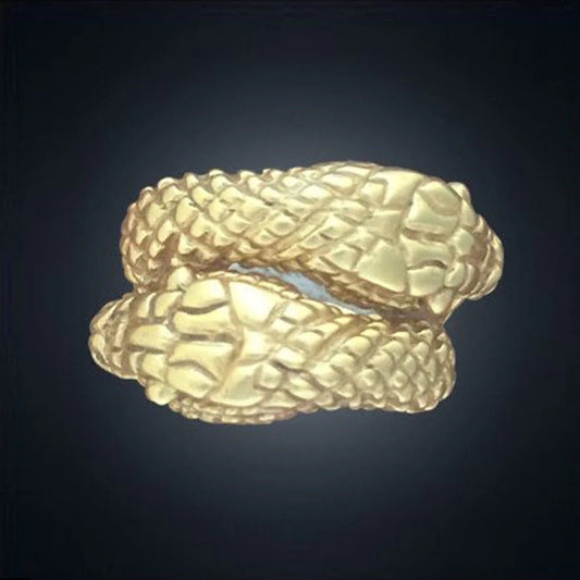Two Headed Sterling Snake Ring Gold Plated - Loved To Death