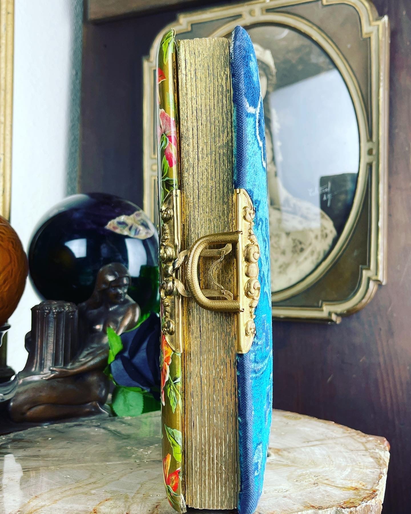 Victorian Celluloid & Velvet Nouveau Woman Photo Album Pristine - Loved To Death