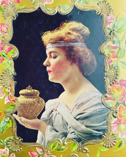 Victorian Celluloid & Velvet Nouveau Woman Photo Album Pristine - Loved To Death