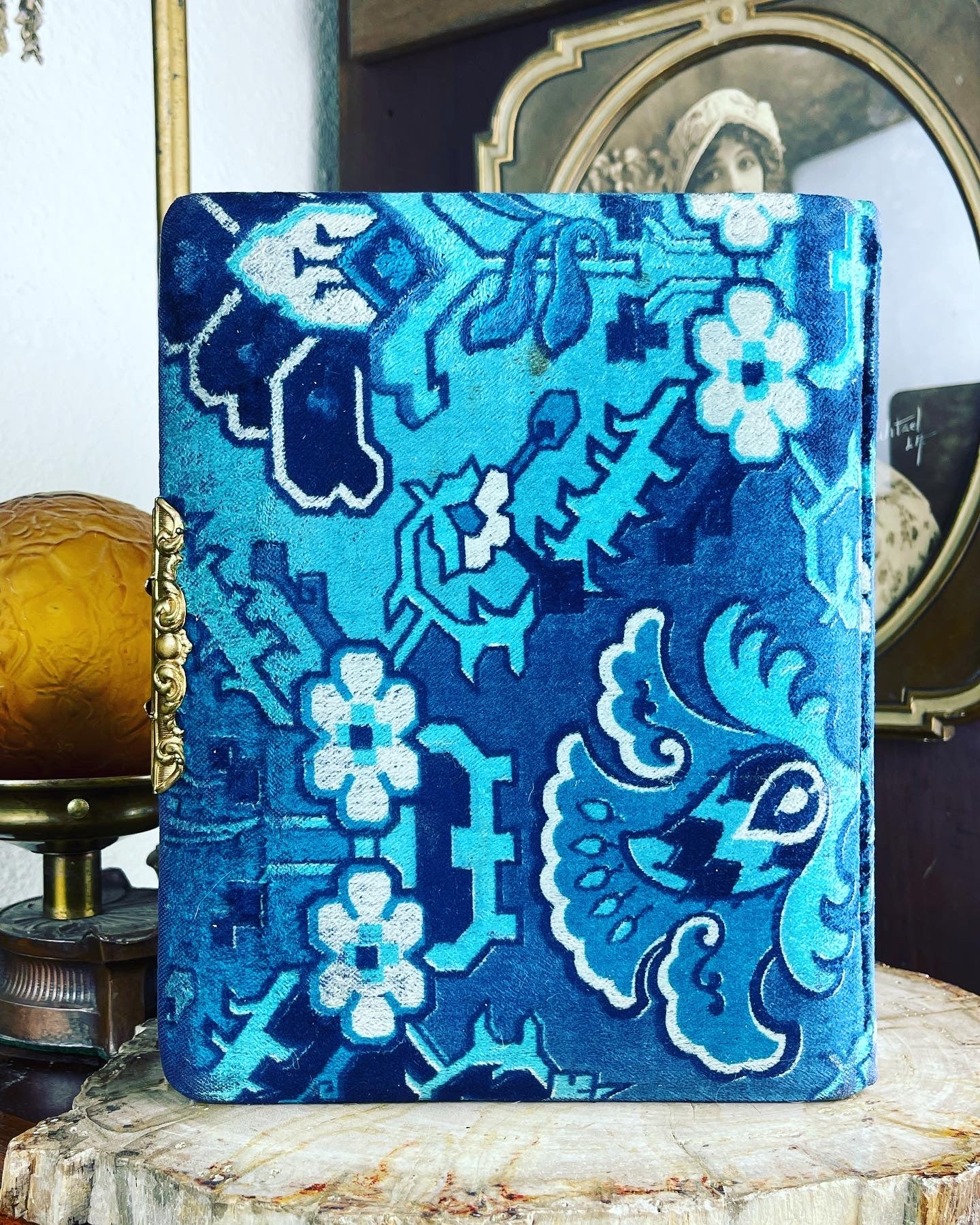 Victorian Celluloid & Velvet Nouveau Woman Photo Album Pristine - Loved To Death