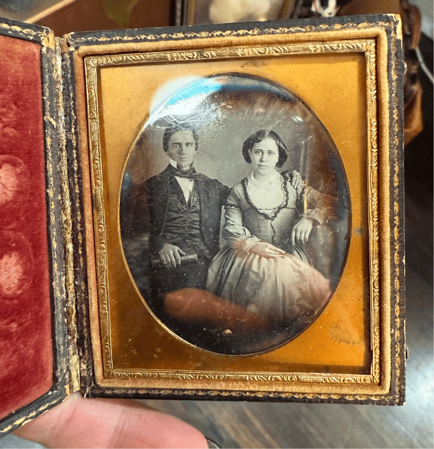 Victorian Framed Couple Daguerreotype in Case - Loved To Death