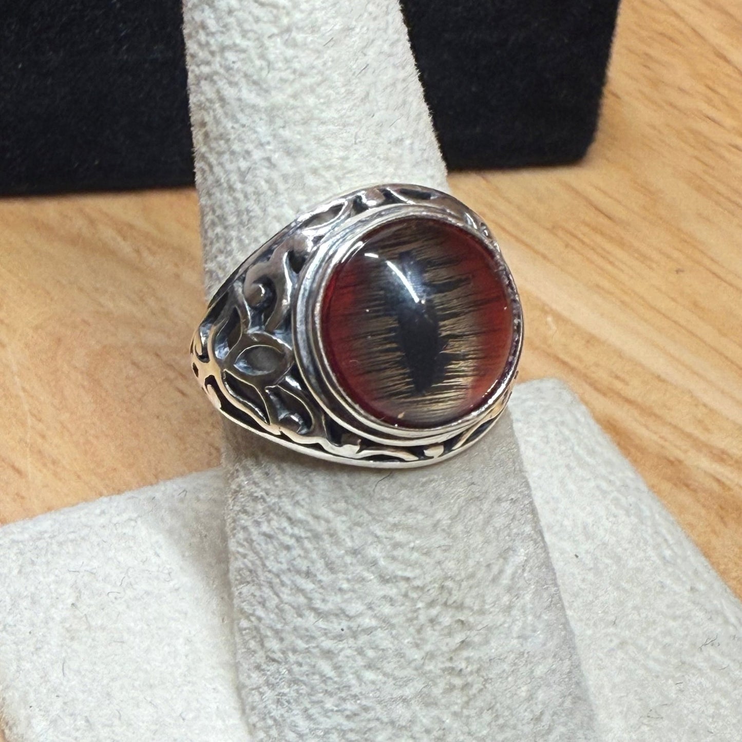 Victorian Inspired Sterling Filigree Shark Taxidermy Eye Ring - Loved To Death