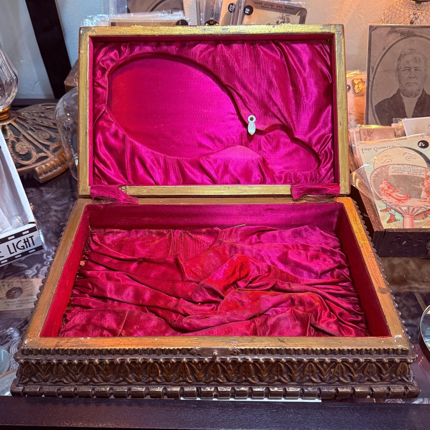 Victorian Ouroboros Rust Velvet Wooden Dresser Box - Loved To Death