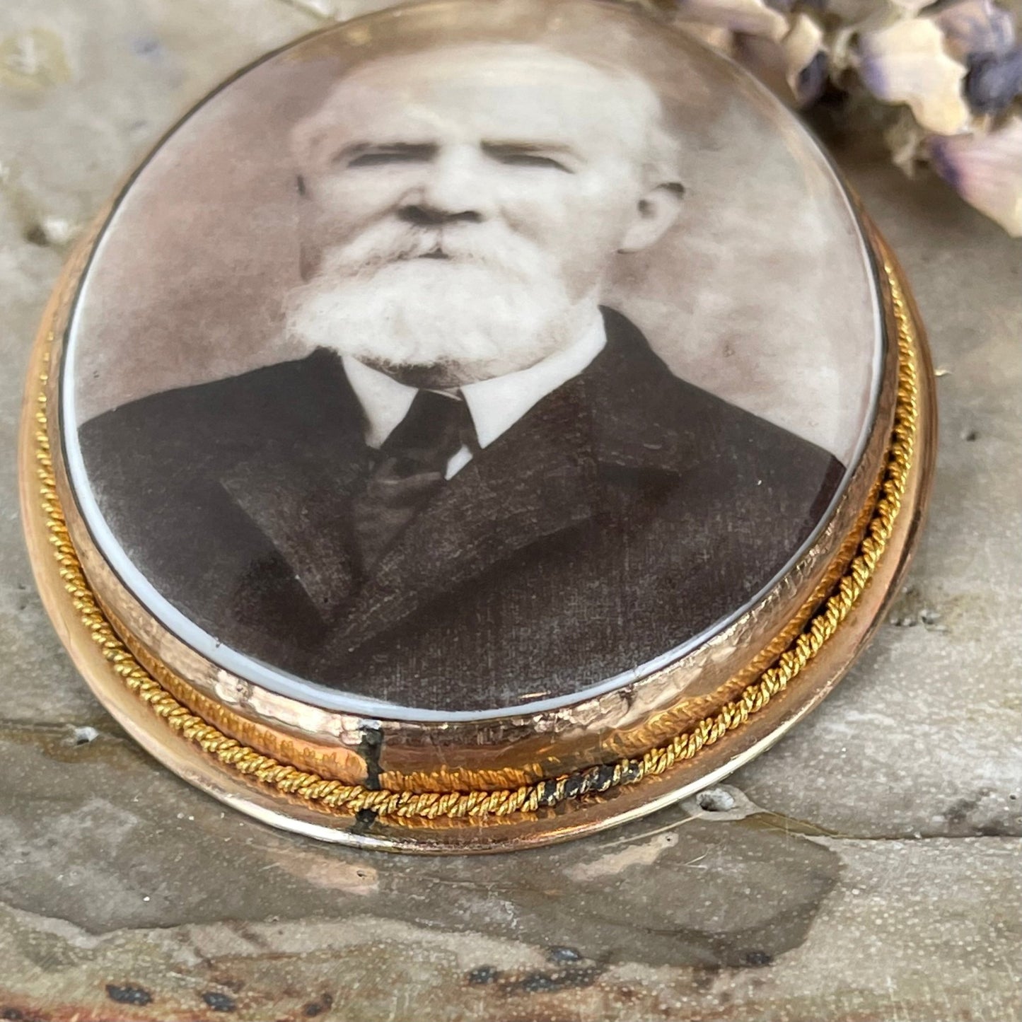 Victorian Porcelain Photo Large Pendant or Pin - Loved To Death