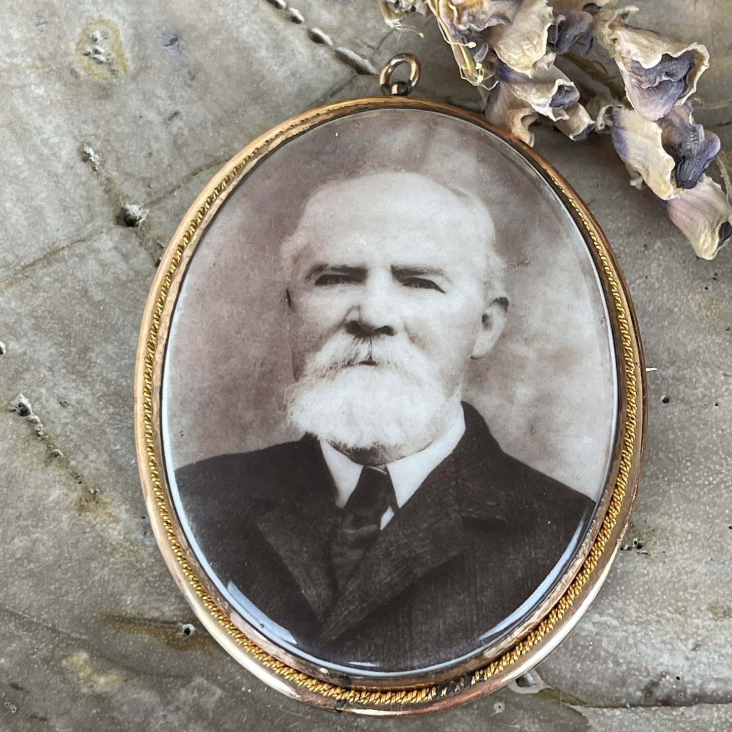Victorian Porcelain Photo Large Pendant or Pin - Loved To Death