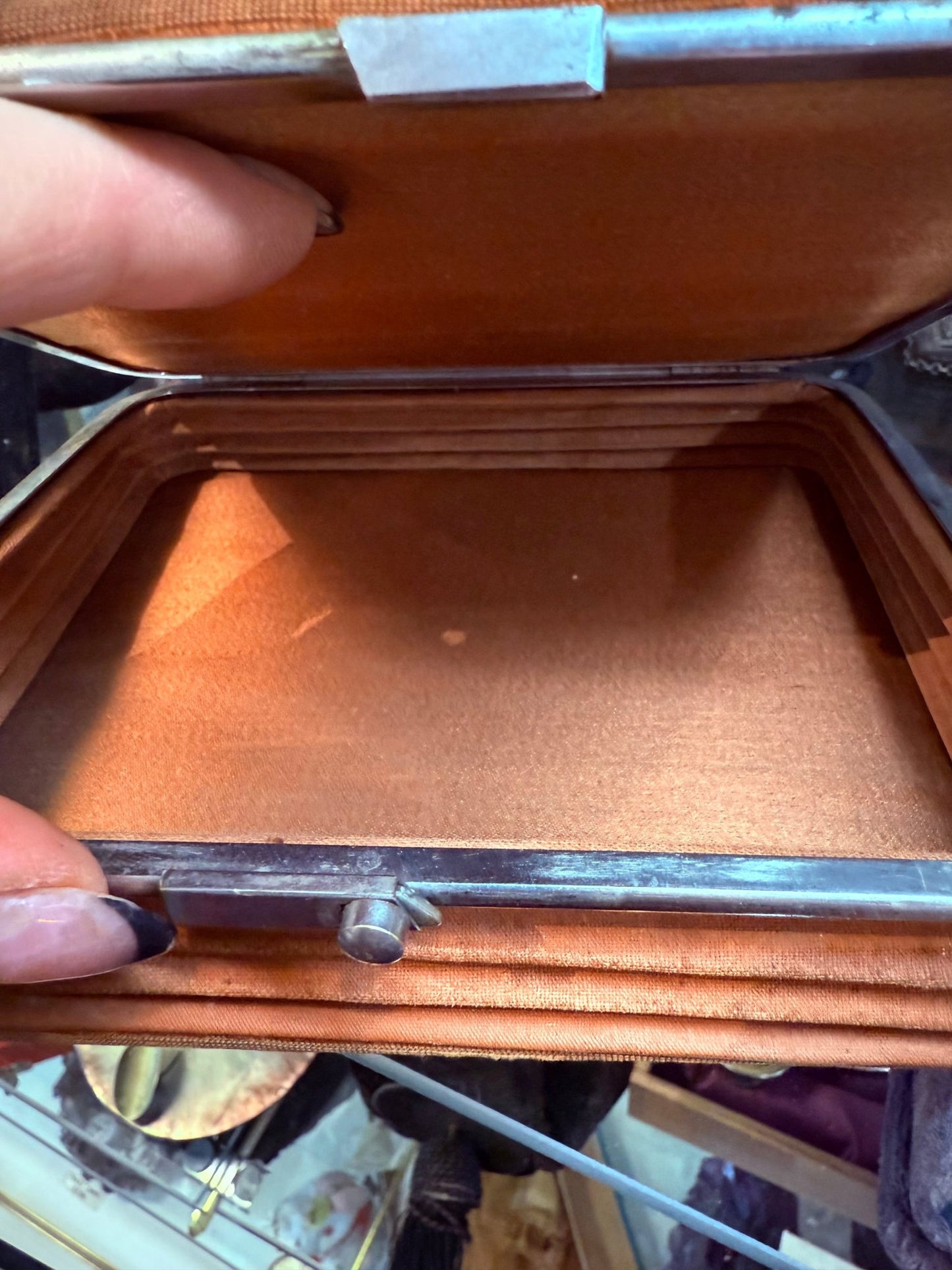 Victorian Rust Velvet Accordian Style Box - Loved To Death