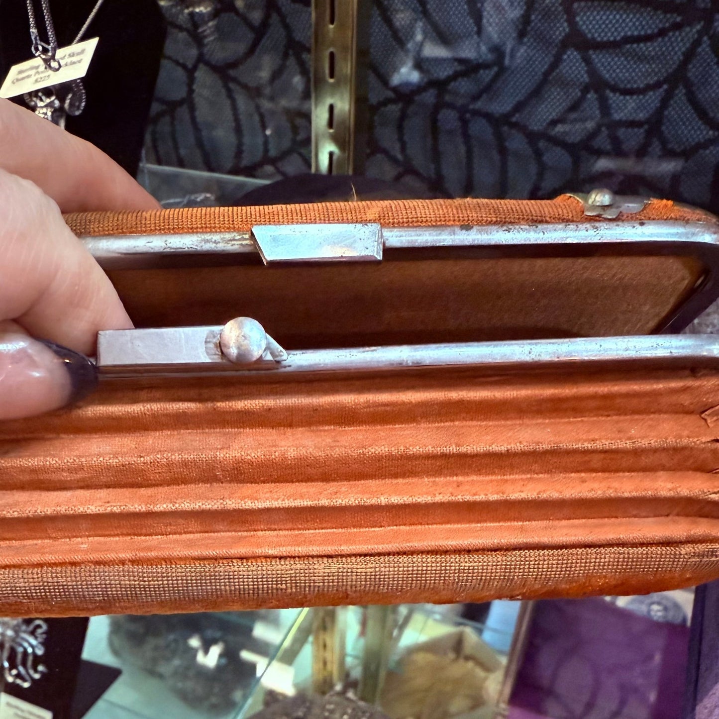Victorian Rust Velvet Accordian Style Box - Loved To Death