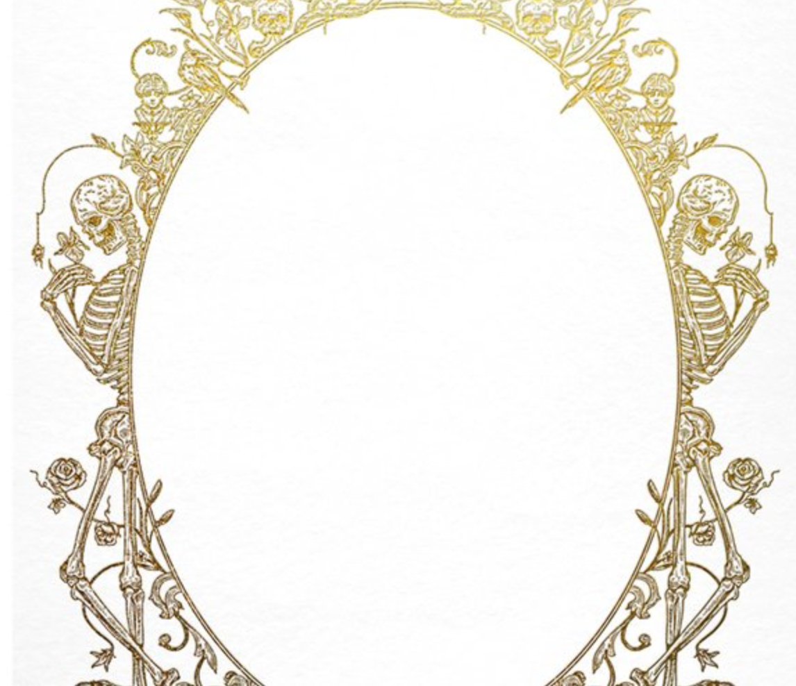 Victorian Skeleton Frame Gold Foil Flat Card - Loved To Death