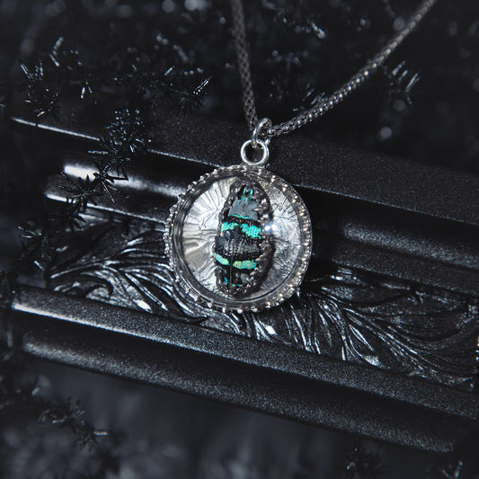 Victorian Thistle Dome Weevil Beetle Sterling Necklace - Loved To Death