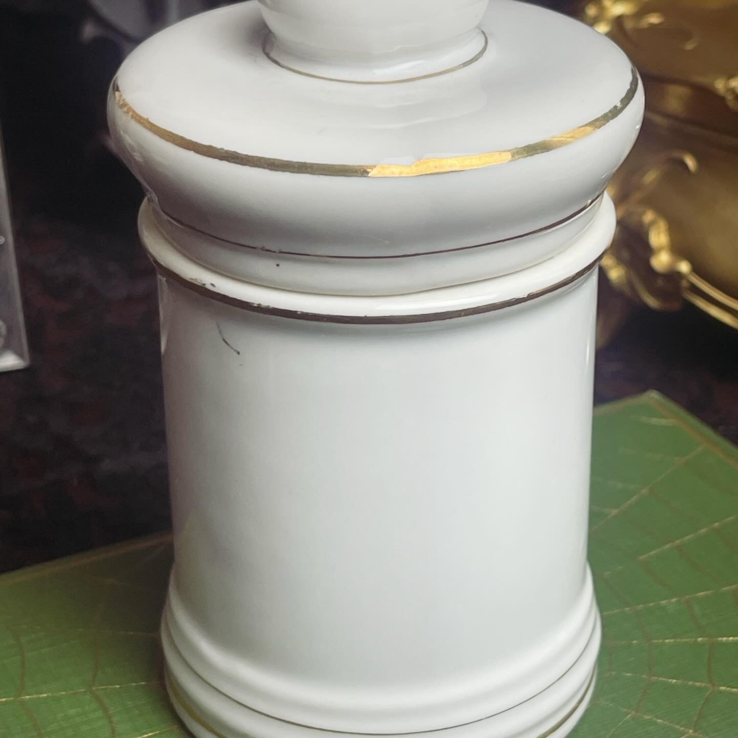 Vintage Apothecary { Salts } Gild Gilt Anchor Jar - Loved To Death