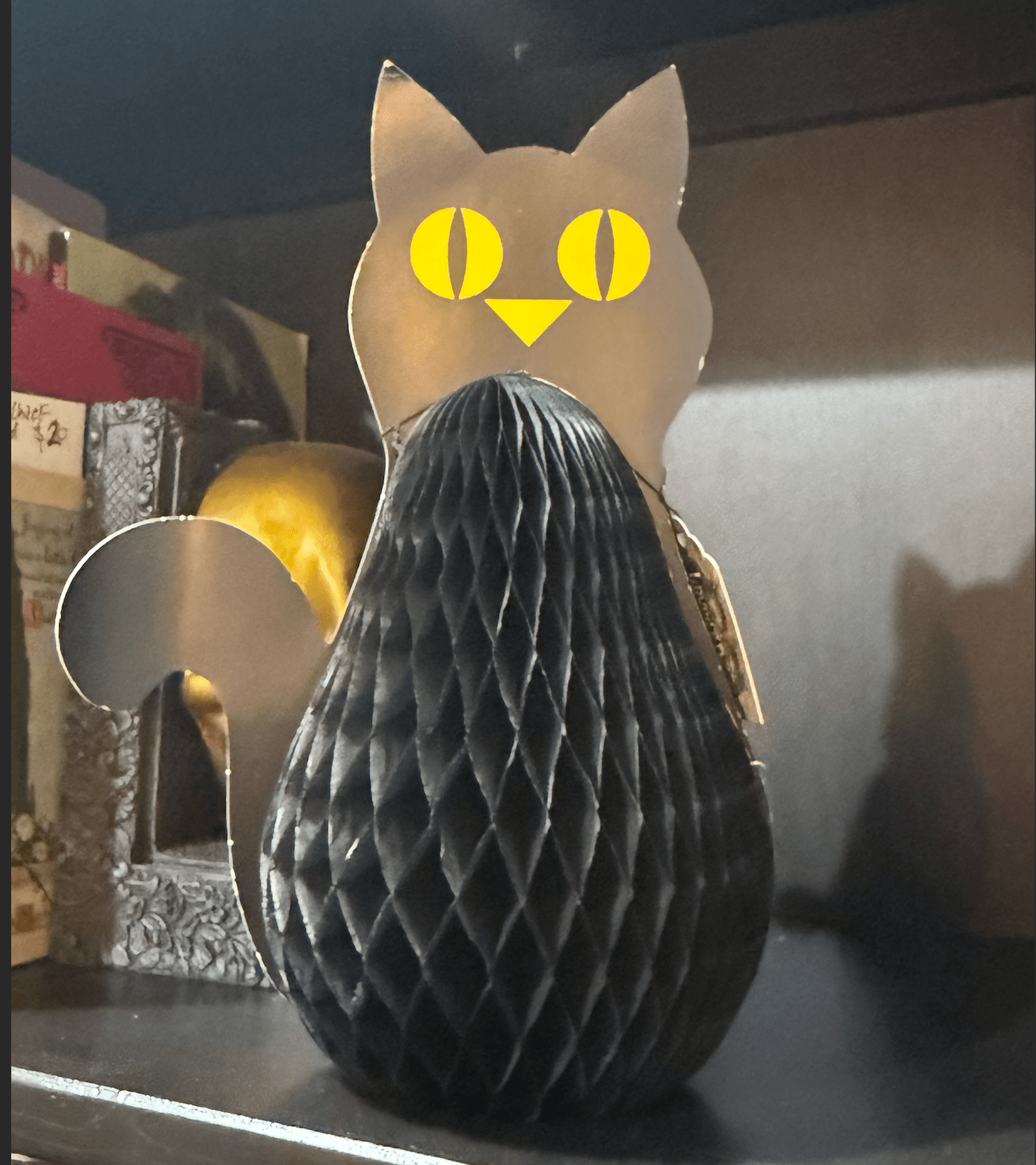 Vintage Honeycomb Black Cat halloween Decor - Loved To Death