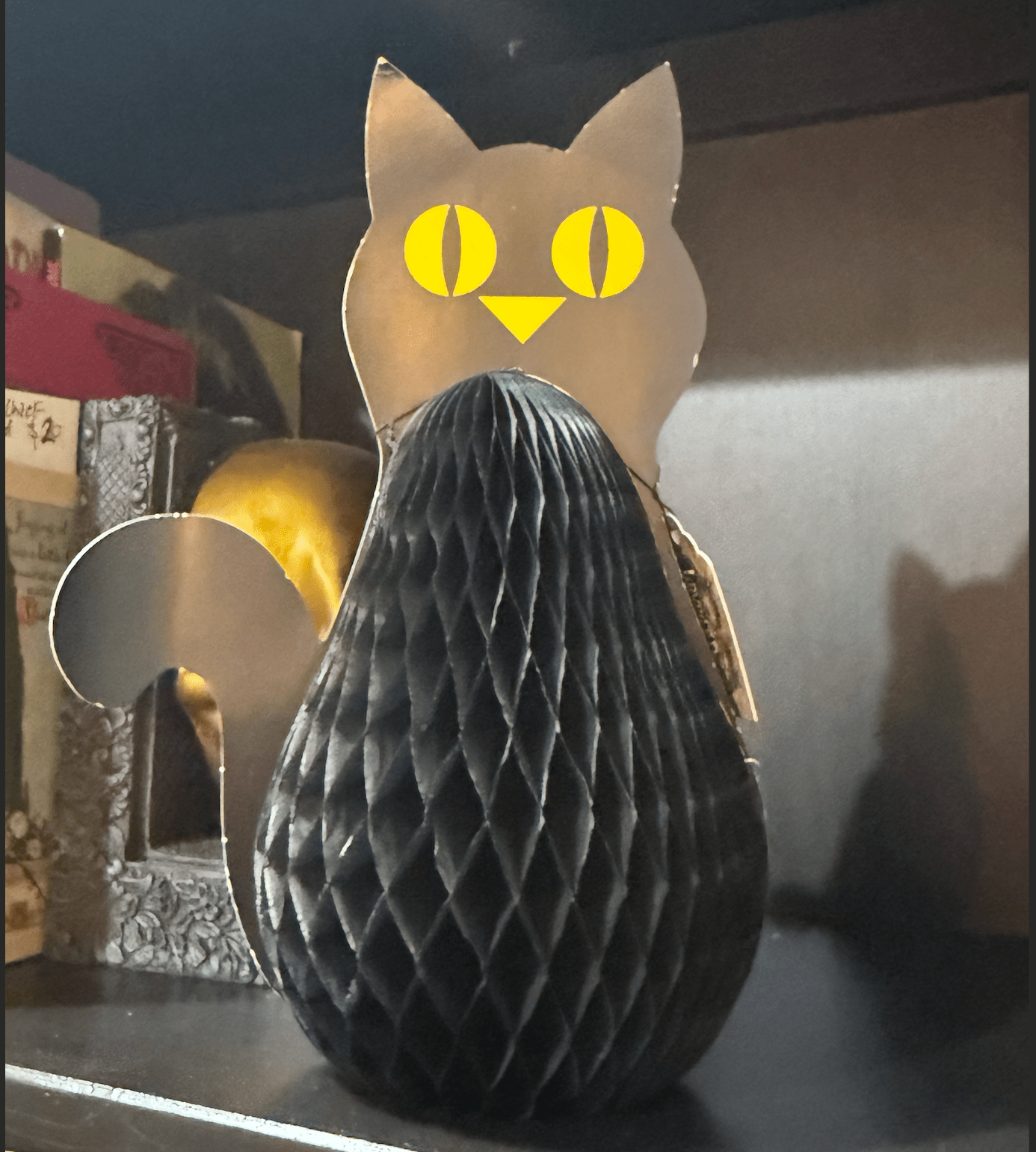 Vintage Honeycomb Black Cat halloween Decor - Loved To Death