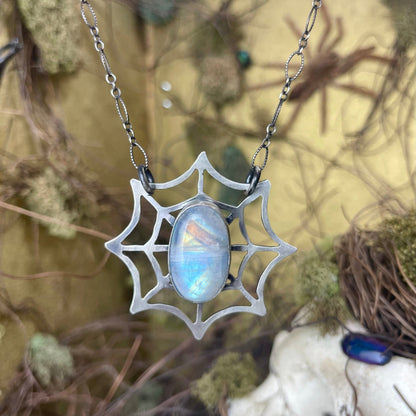 Widow’s Web Moonstone Sterling Necklace - Loved To Death