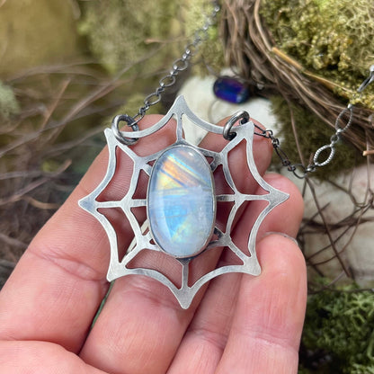 Widow’s Web Moonstone Sterling Necklace - Loved To Death