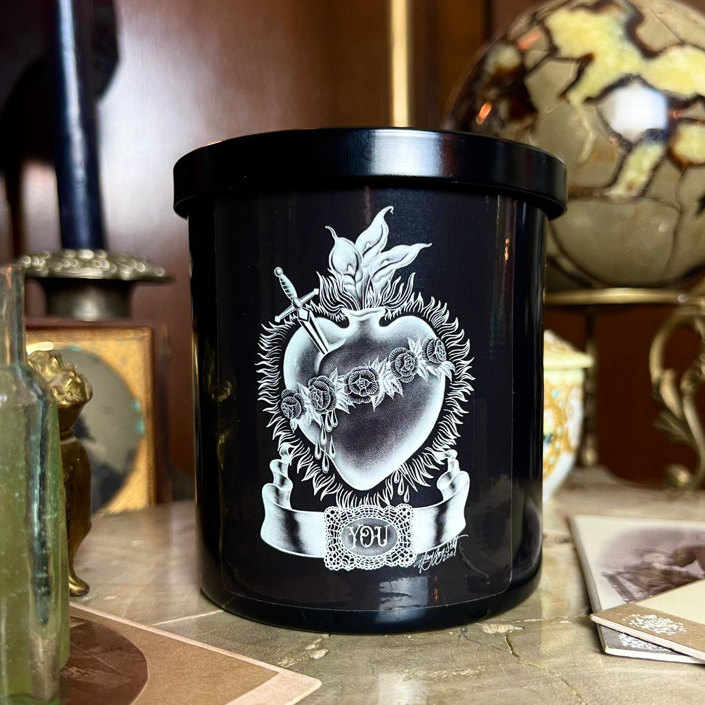YOU Immaculate Heart Black Candle LTD Black Vanilla Rose - Loved To Death