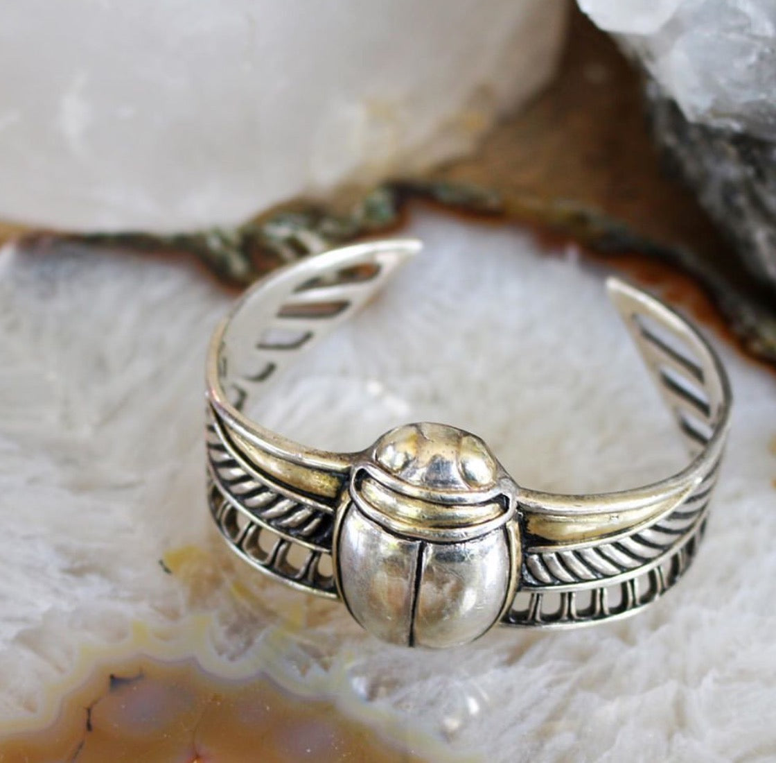 Sterling Silver Scarab Bracelet Cuff