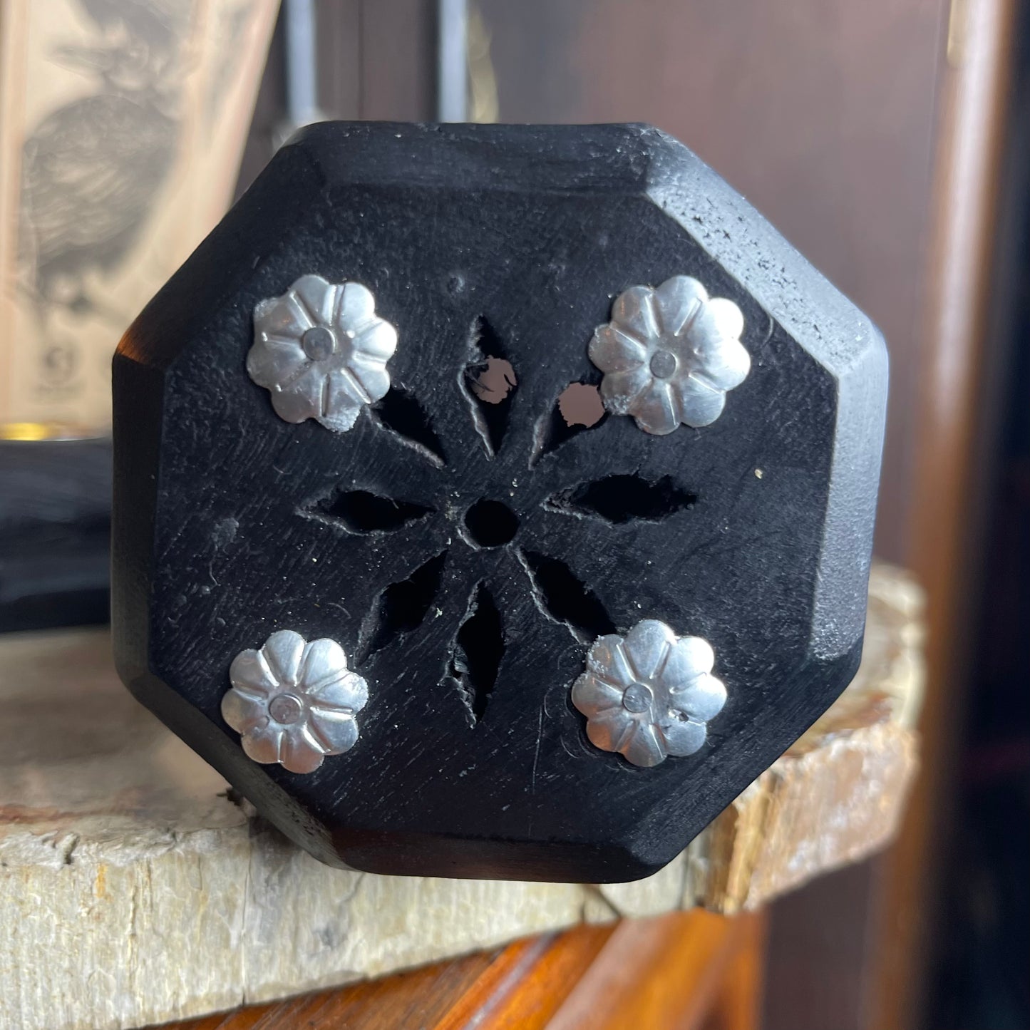 Black Wood Tower Incense Burner