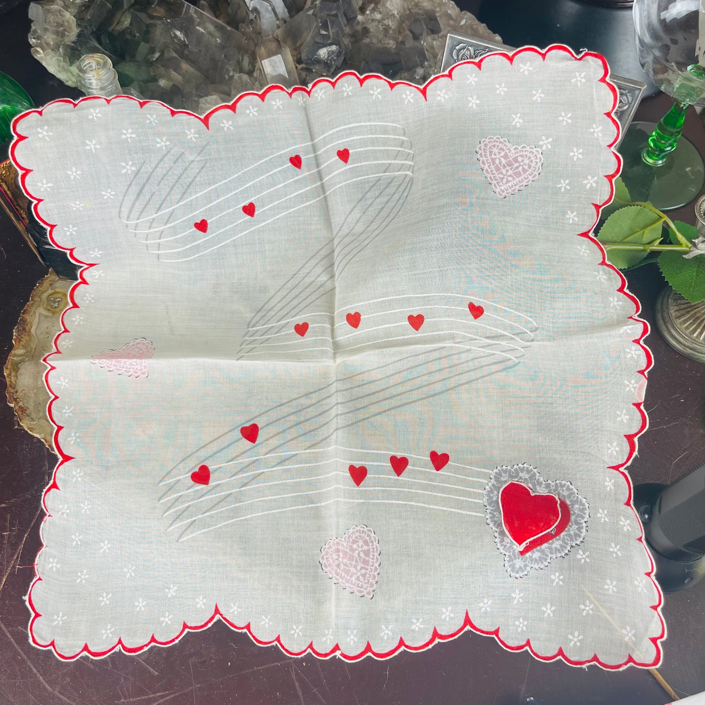 Antique Valentine Be My Valentine Heart Window Handkerchief