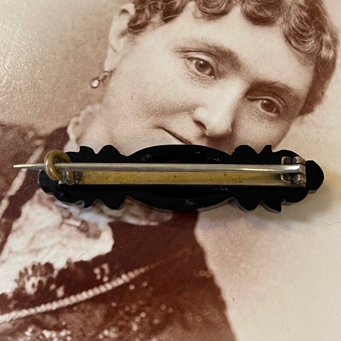 Victorian Mourning Vulcanite Branch Brooch