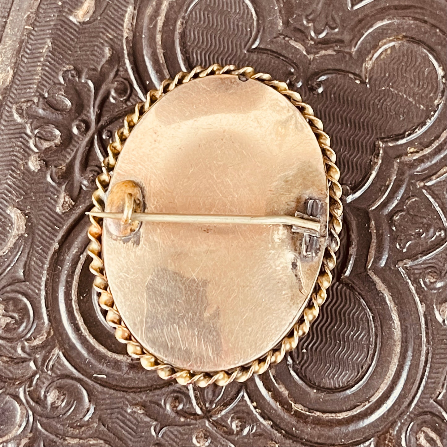 Victorian Mourning Gold Filled Hairwork Brooch