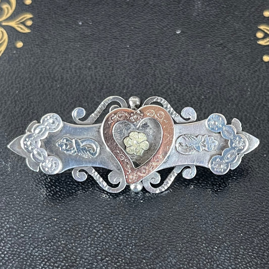 Victorian Edwardian Sterling Sweetheart Brooch