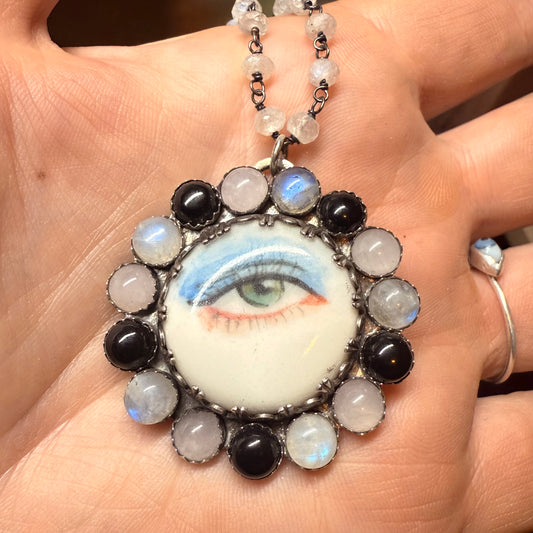 Sterling Gothic Victorian Lover’s Eye Necklace Octavia