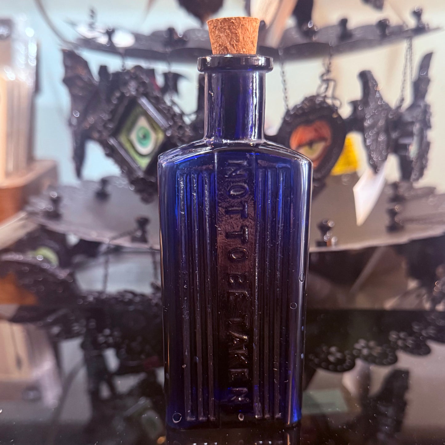 Antique Cobalt Blue Poison Bottle Rectangular 4 1/2”