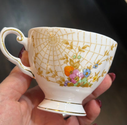 Antique Baby Pink Spiderweb Teacup Saucer