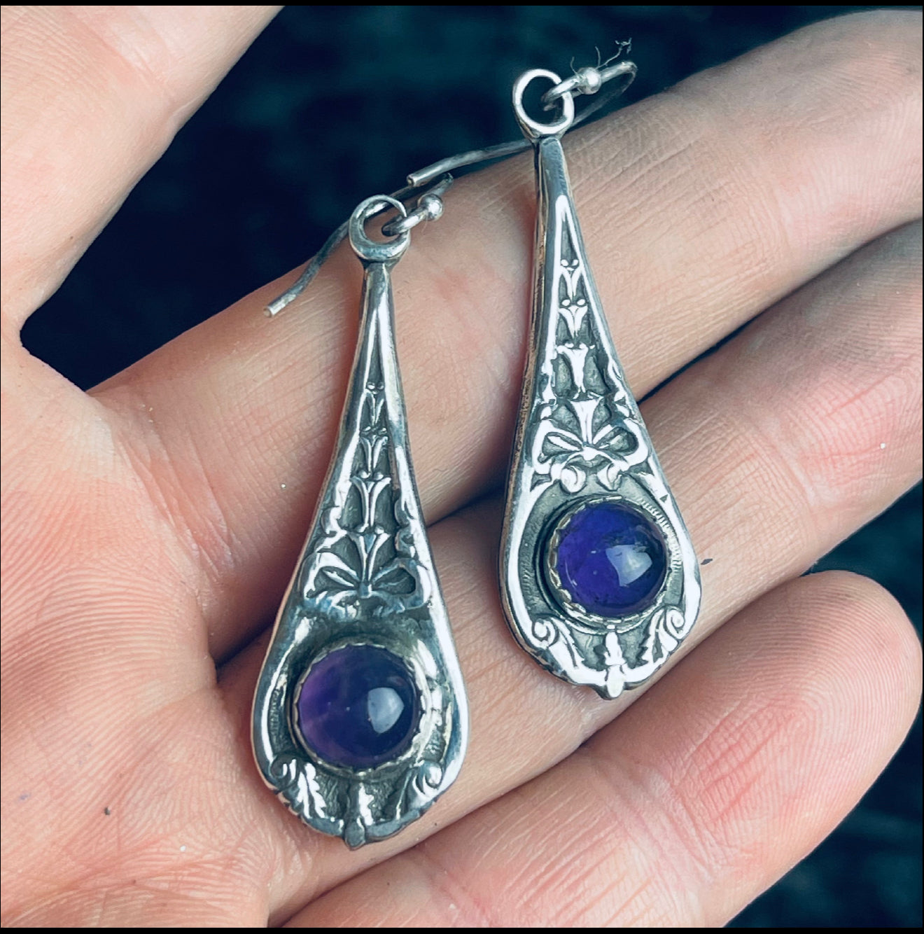 Gothic Victorian Handmade Sterling Bow Earrings Choose Stone