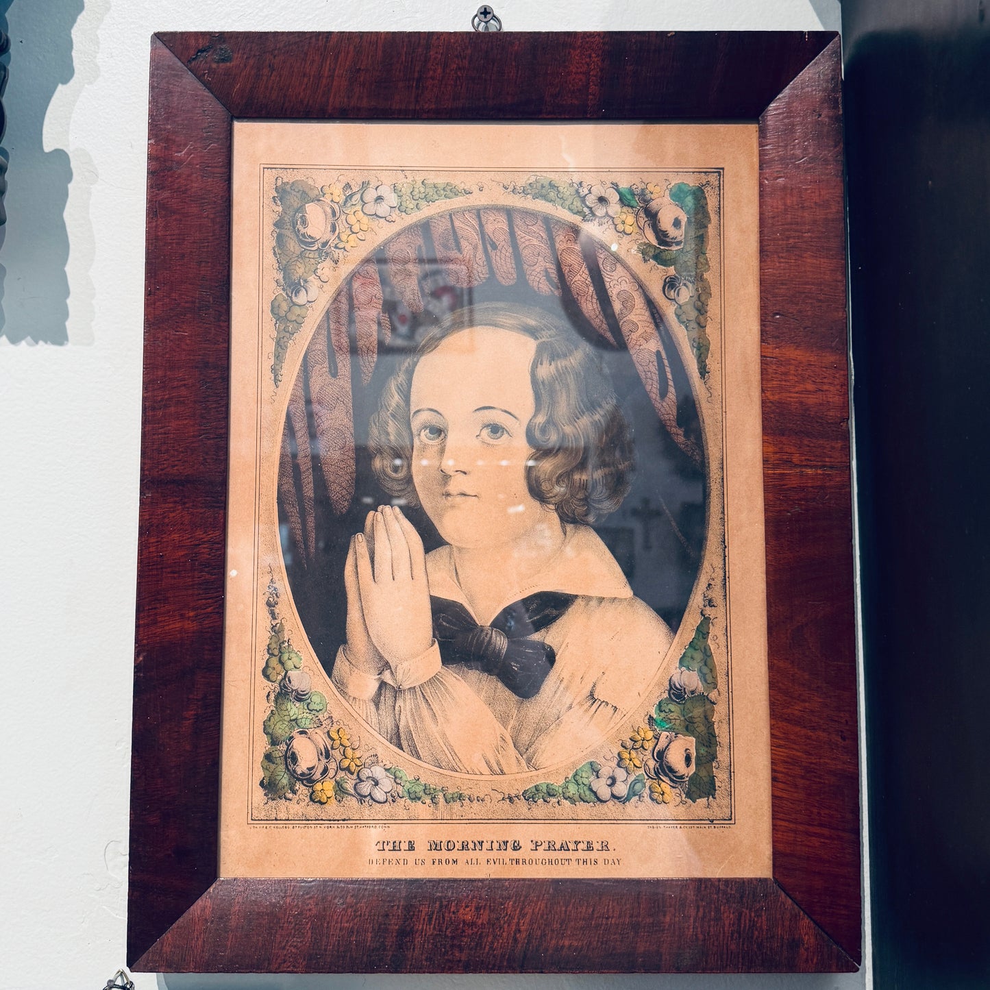 Victorian Framed Morning Prayer Lithograph