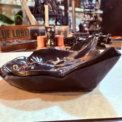 Antique 1940’s Black Cat Face Trinket Dish
