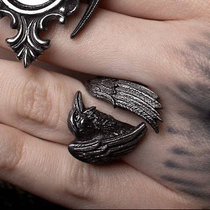 Black Raven Pewter Ring