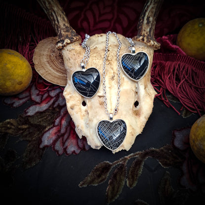 Spiderweb Heart Silvertone Necklace