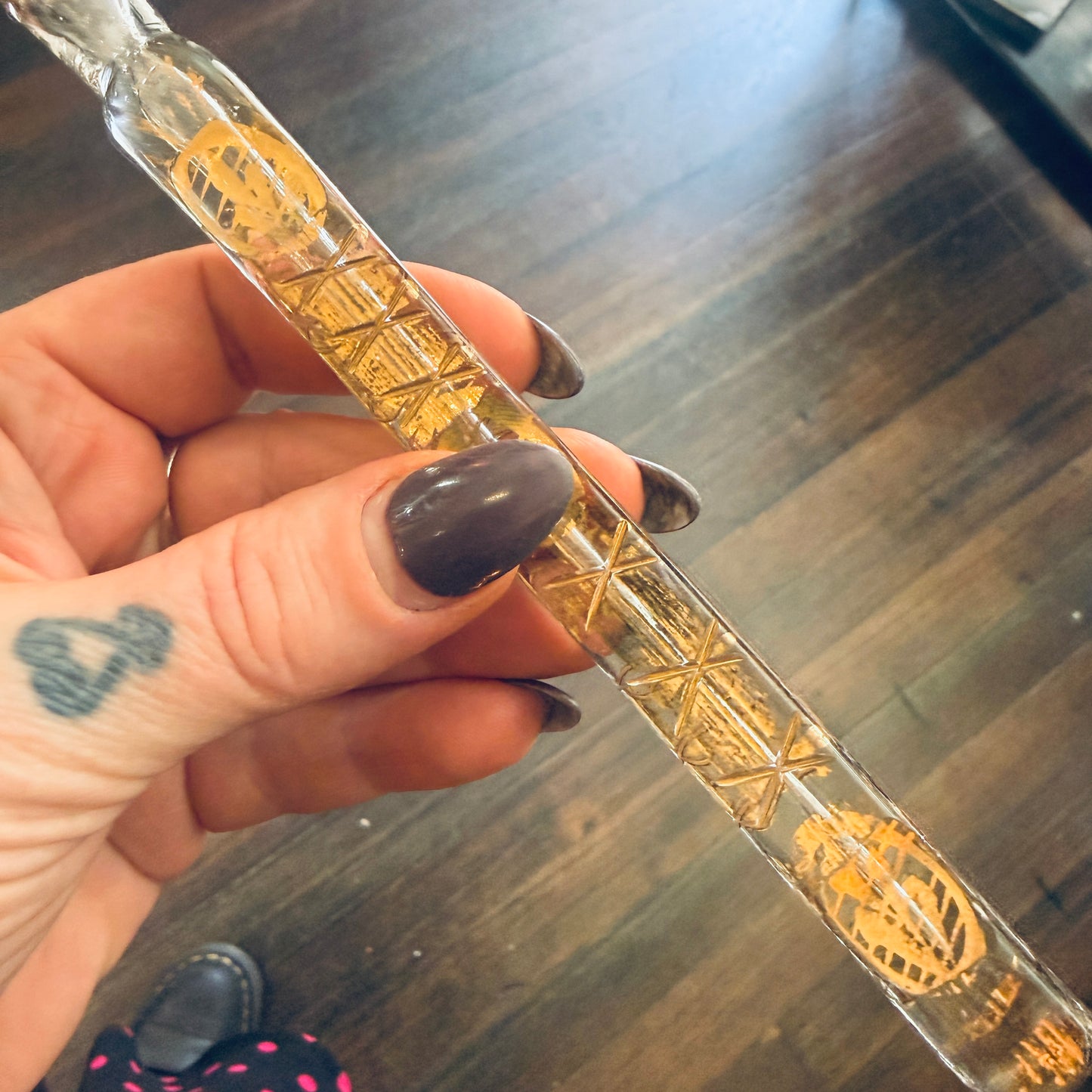 Victorian Tear Catcher Lachrymatory Gold Gilt Vial