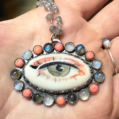 Sterling Gothic Victorian Lover’s Eye Necklace Florence