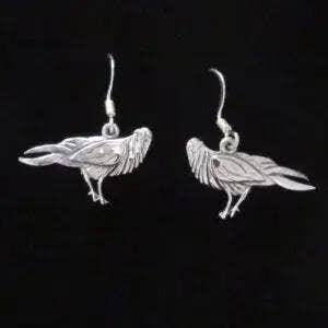 Sterling Silver Raven Dangle Earring