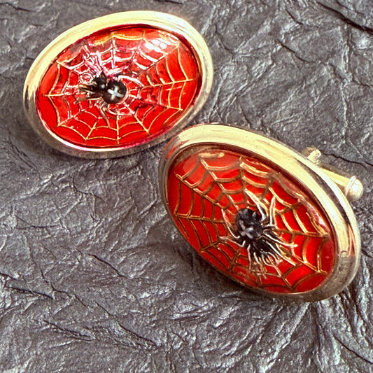Antique Spiderweb Gold Tone Cufflinks