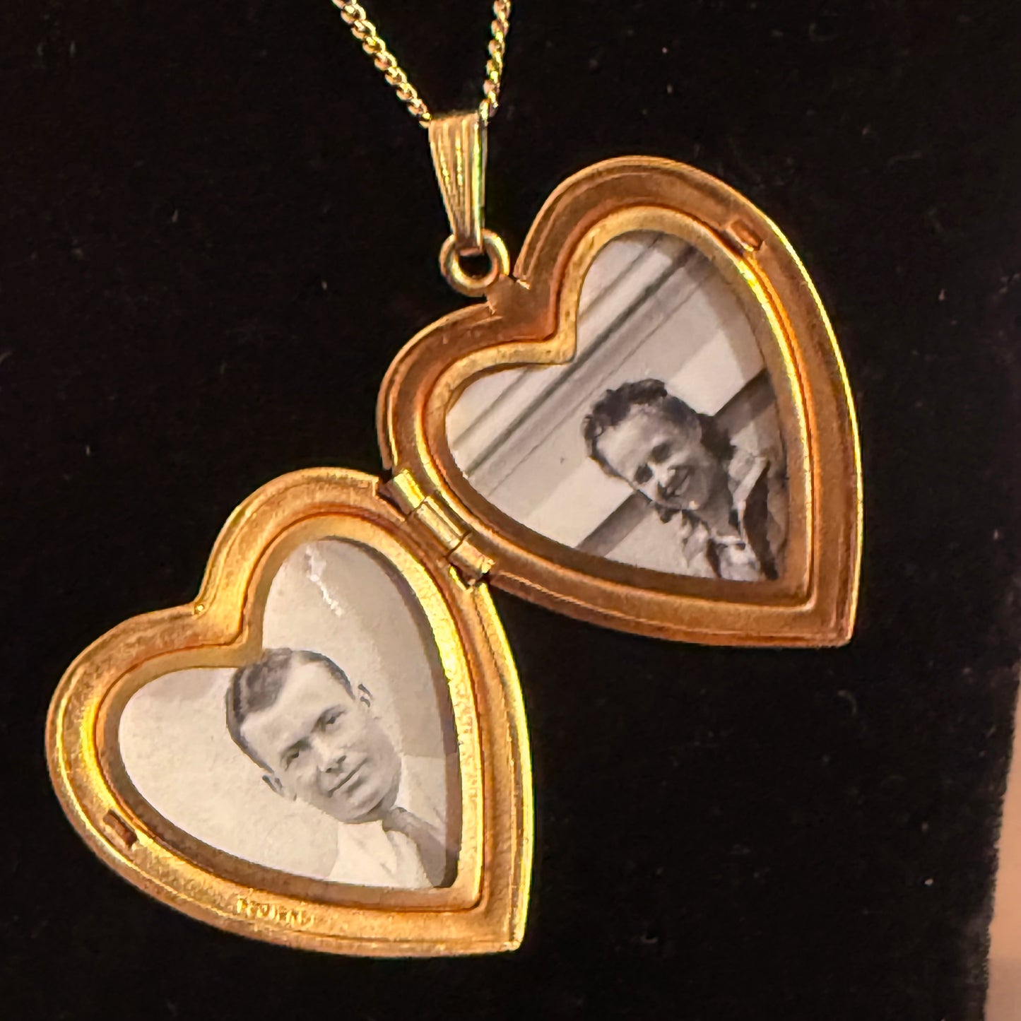 Antique Large Heart Locket With Photos Gold Filed