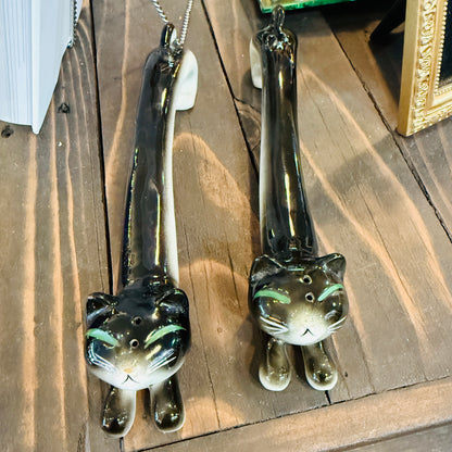 Antique Long Black Cat Salt & Pepper Set