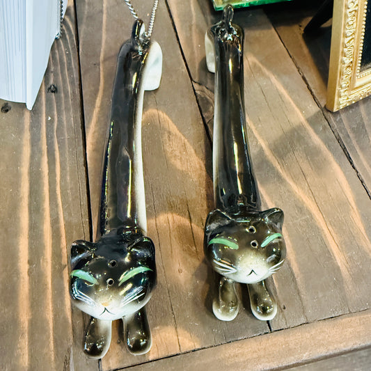 Antique Long Black Cat Salt & Pepper Set