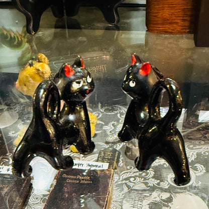 Antique 1950’s Little Black Cat Salt & Pepper Set Japan